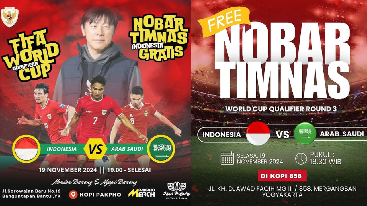 27 Lokasi Nobar Timnas Indonesia vs Arab Saudi di Jogja