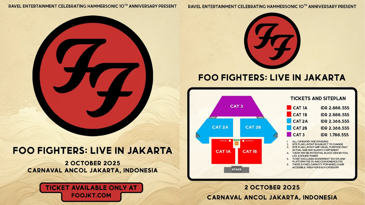 Link dan Harga Tiket Konser Foo Fighters di Jakarta 2025, Mulai Rp1,7 Juta
