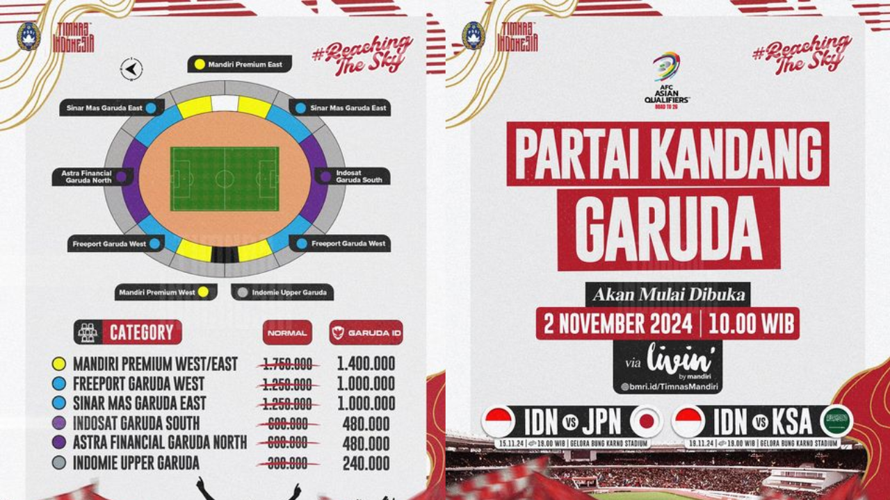 Serbu! Harga Tiket Timnas Indonesia vs Jepang dan Arab Saudi di GBK, Mulai Rp240 Ribu