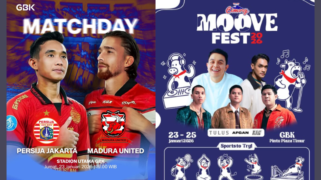 6 Daftar Event Jakarta di GBK 23-25 Januari 2026, Ada Indonesia Master 2026 hingga Matchday Persija vs Madura United!