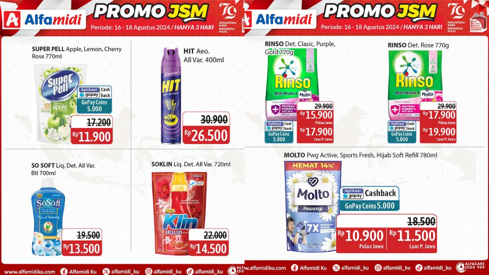 Katalog Promo JSM Alfamidi 16-18 Agustus 2024 Spesial HUT RI, Pewangi Pakaian Rp10 Ribuan