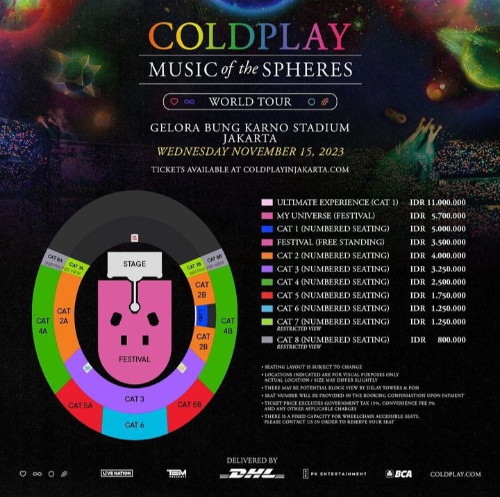 Harga Tiket Terbaru Konser Coldplay, Tersedia Mulai Rp 800 Ribu Sampai Rp 11 Juta 