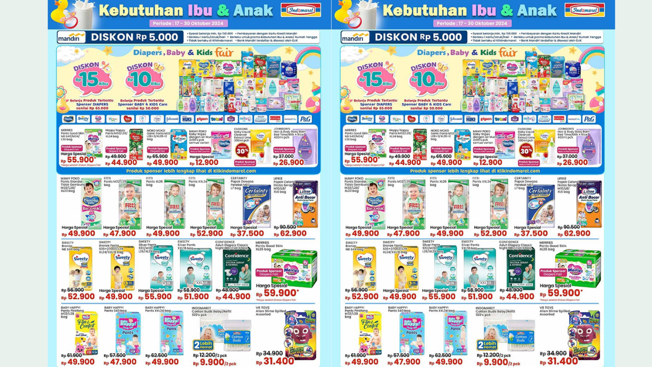 Katalog Promo Indomaret Hari ini 24 Oktober 2024, Harga Popok Bayi Mulai Rp30 Ribuan! 