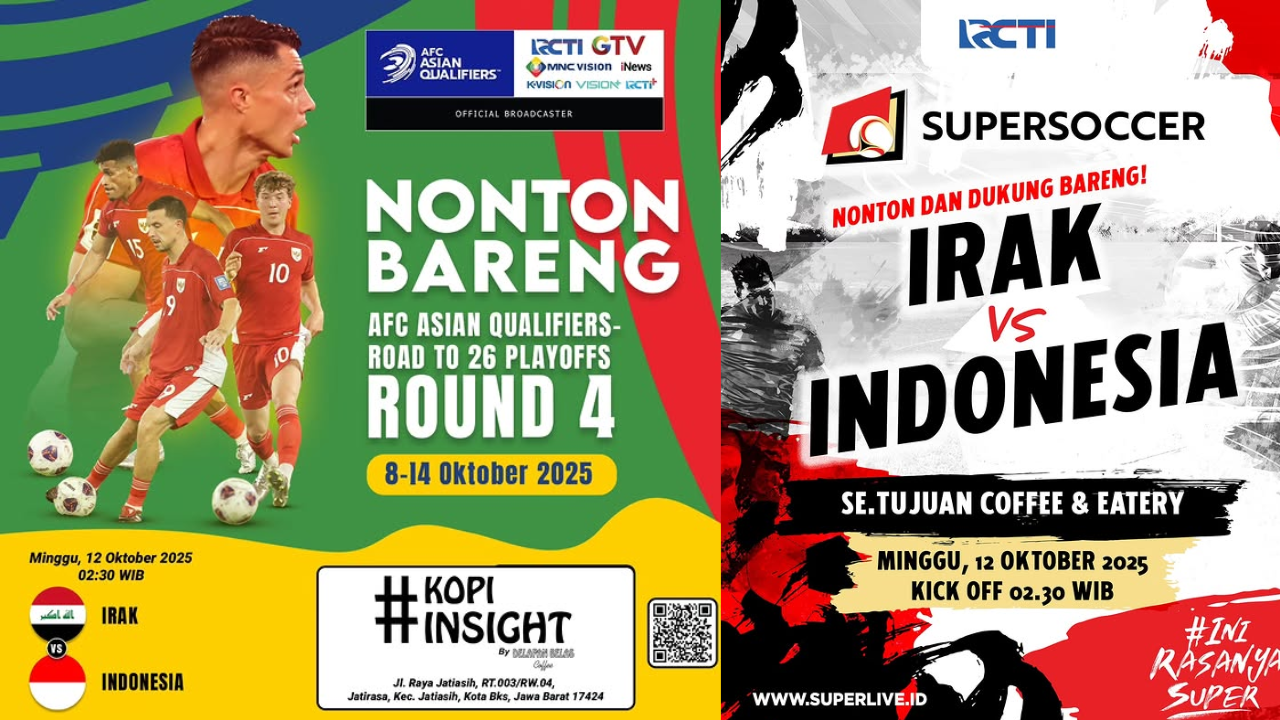 11 Lokasi Nobar Timnas Indonesia vs Irak di Bekasi Kualifikasi Piala Dunia 2026, Yuk Warga Merapat!