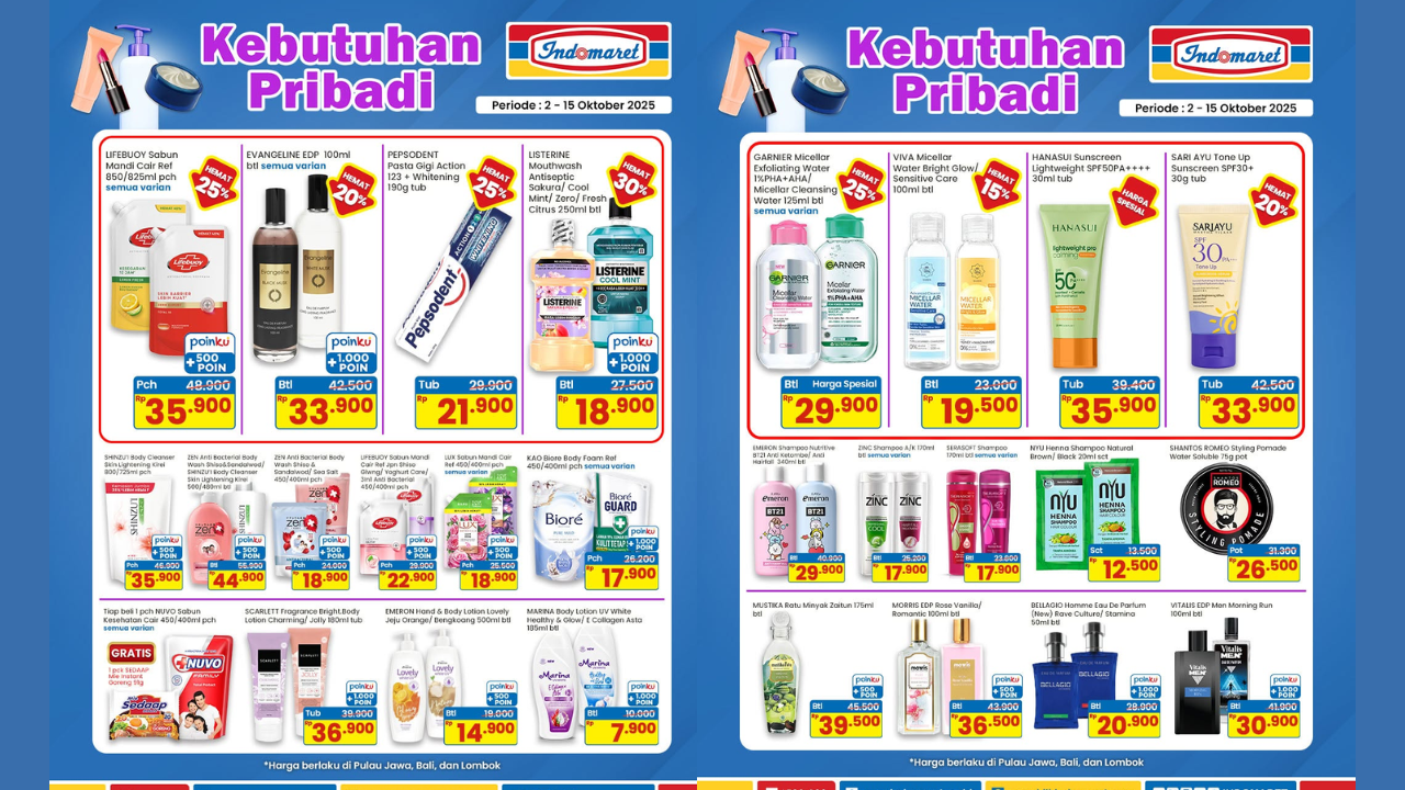 Promo JSM Indomaret Hari ini 11 Oktober 2025, Diskon Sabun Mandi Cair Mulai Rp18 Ribuan