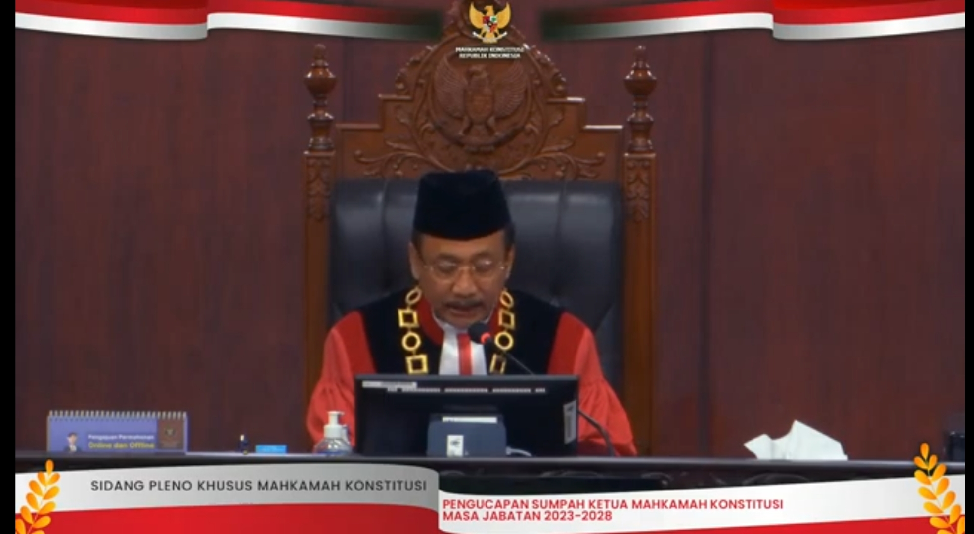 Suhartoyo Bacakan Sumpah Sebagai Ketua MK 2023-2028, Memohon Masyarakat Untuk Memberi Kepecayaan Lagi 