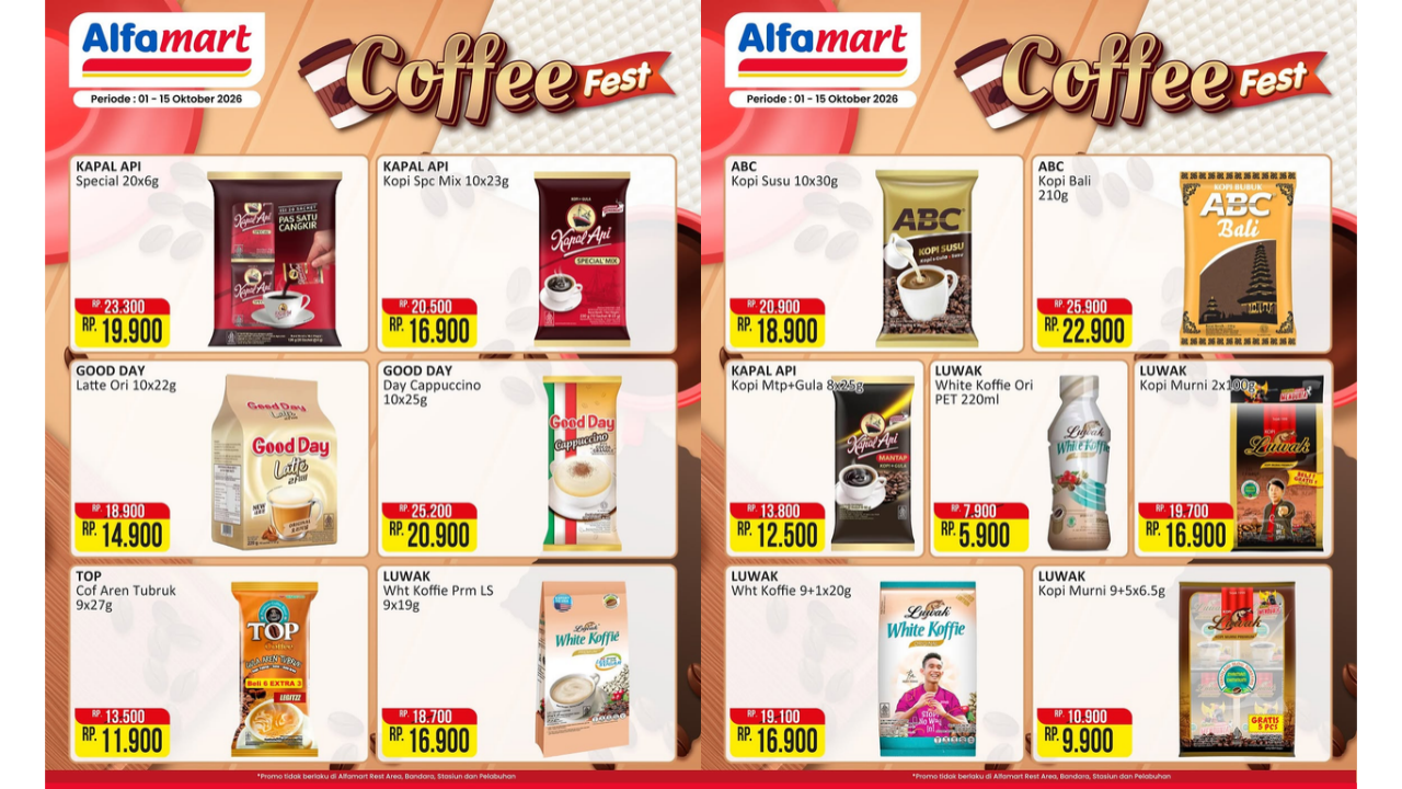 Promo Alfamart Terbaru Hari ini 3 Oktober 2026, Diskon Kapal Api-Luwak White Coffe Mulai Rp5 Ribuan