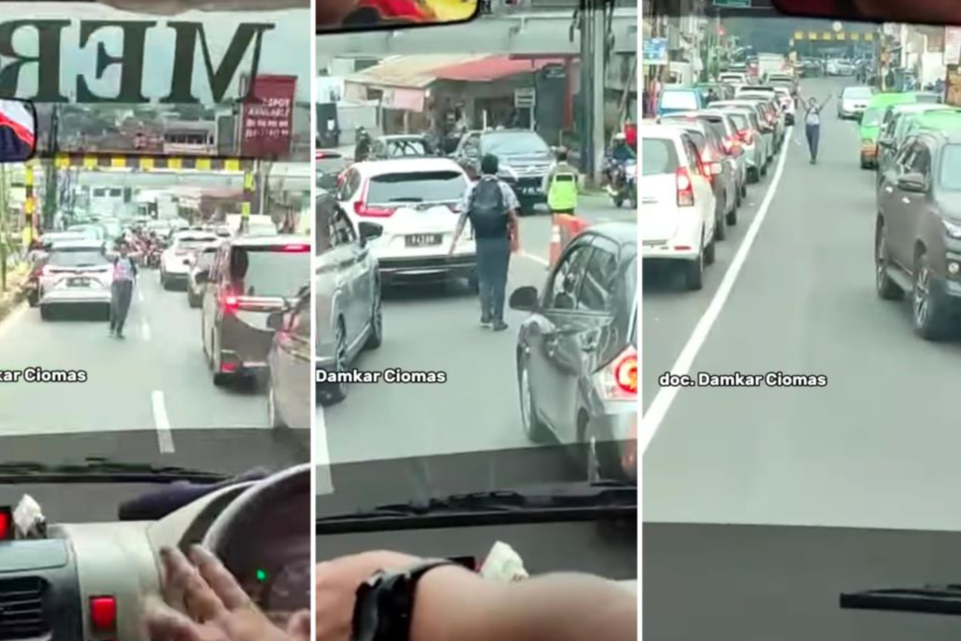 Viral! Pelajar Bantu Buka Jalan Mobil Damkar di Tengah Kemacetan, Banjir Pujian Warganet