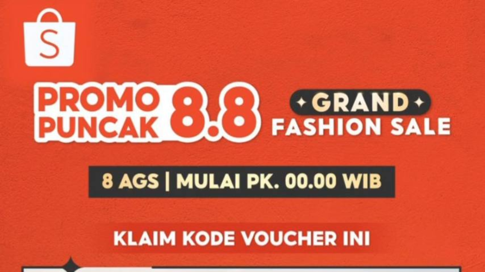 16 Kode Voucher Shopee 8.8 Bulan Agustus 2025 Jelang Hari Kemerdekaan, Banjir Diskon hingga Cashback! 