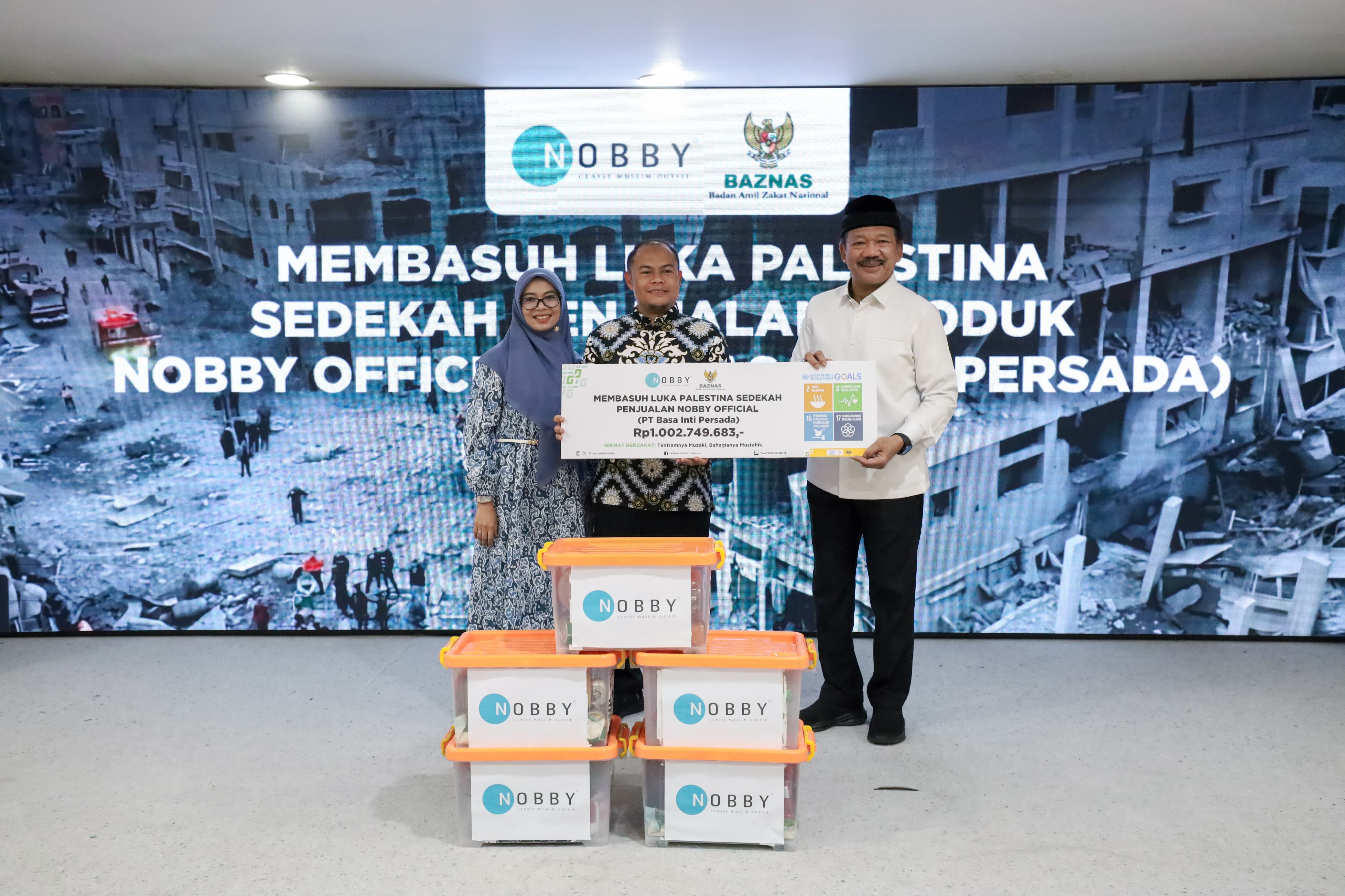 Peduli Palestina, Baznas RI dan Nobby Official Salurkan Sedekah Penjualan Produk Ghazia Collection Rp1 Miliar 