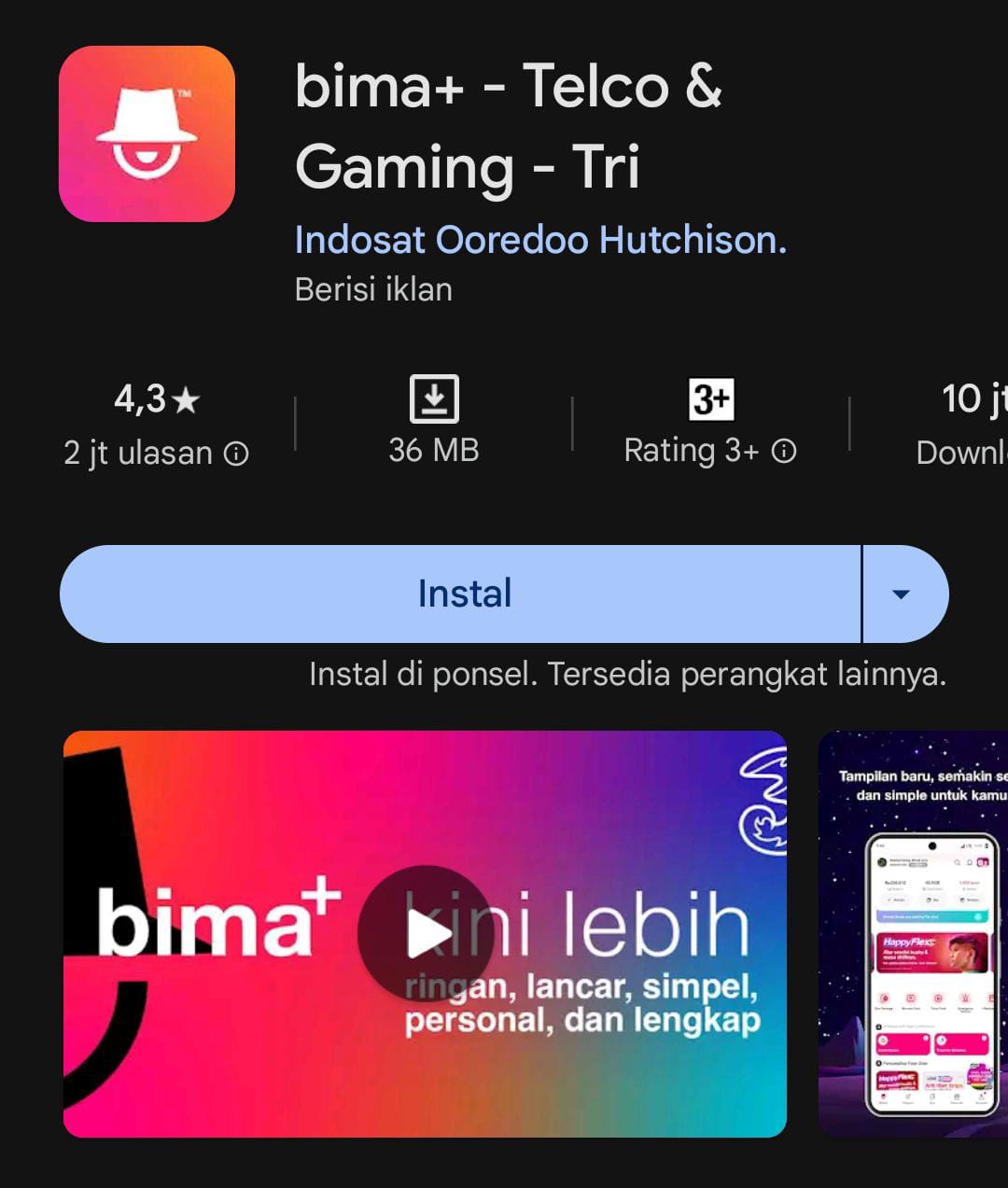 Simak Cara Mudah Transfer Pulsa Tri dengan Aplikasi Bima+ 