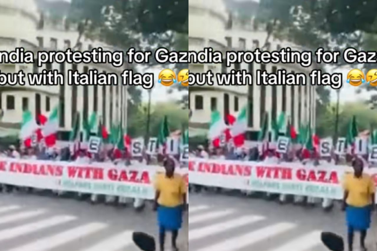 Viral! India Gelar Aksi Bela Palestina, Tapi Kok Bawanya Bendera Italia?