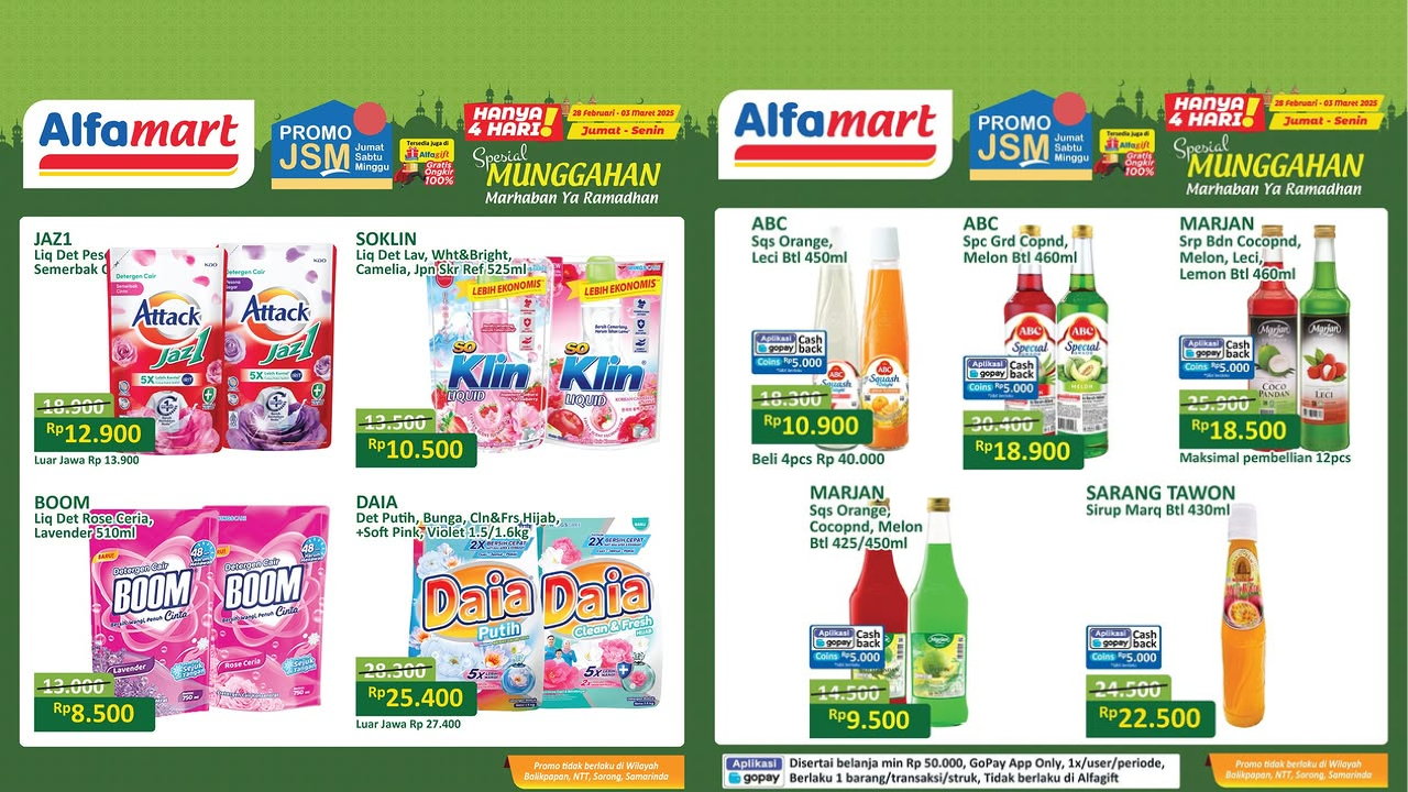 Promo JSM Alfamart Terbaru Hari Ini Terbaru 2 Maret 2025 Spesial Ramadan, Detergen Mulai Rp10 Ribuan