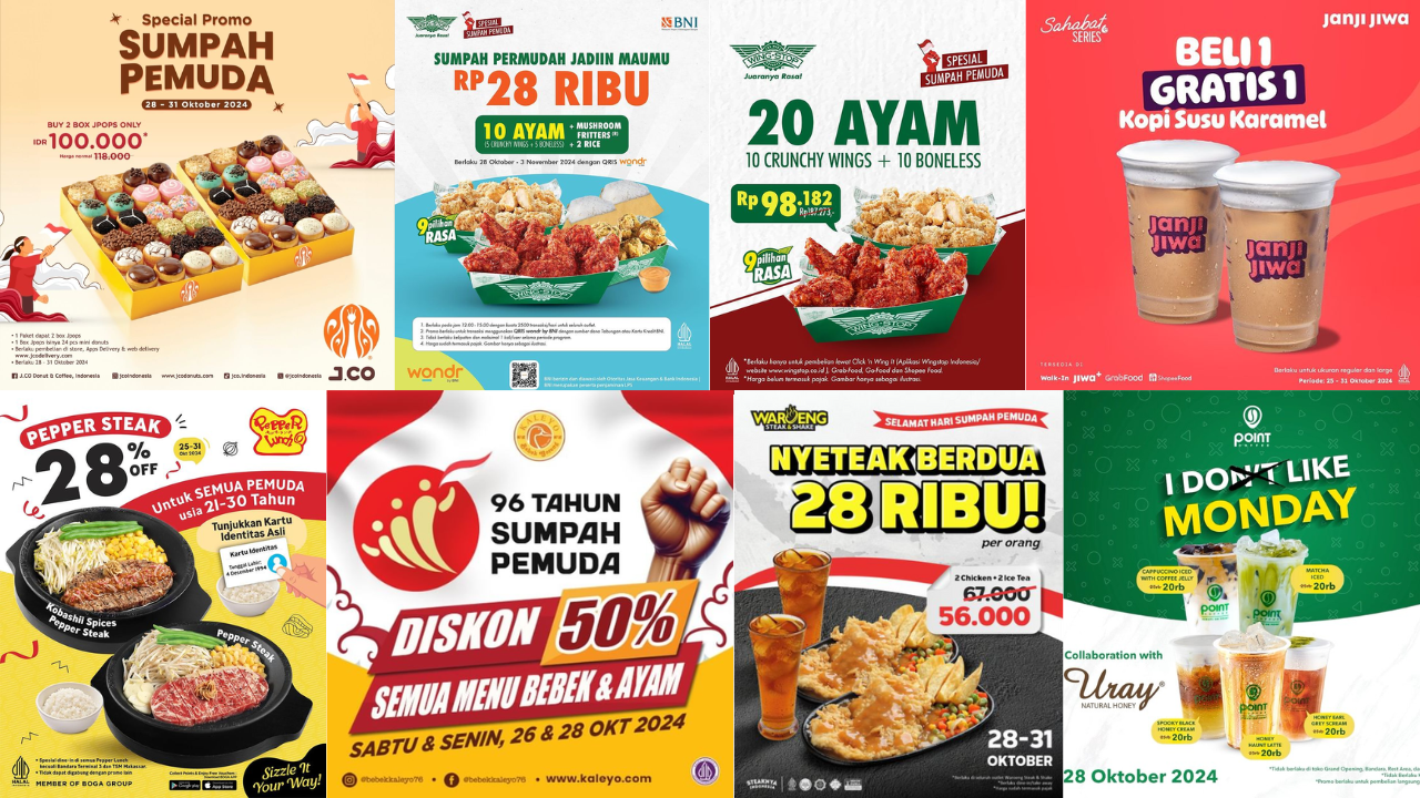 7 Daftar Promo Makanan dan Minuman Spesial Hari Sumpah Pemuda 28 Oktober, Jangan Sampai Kehabisan!