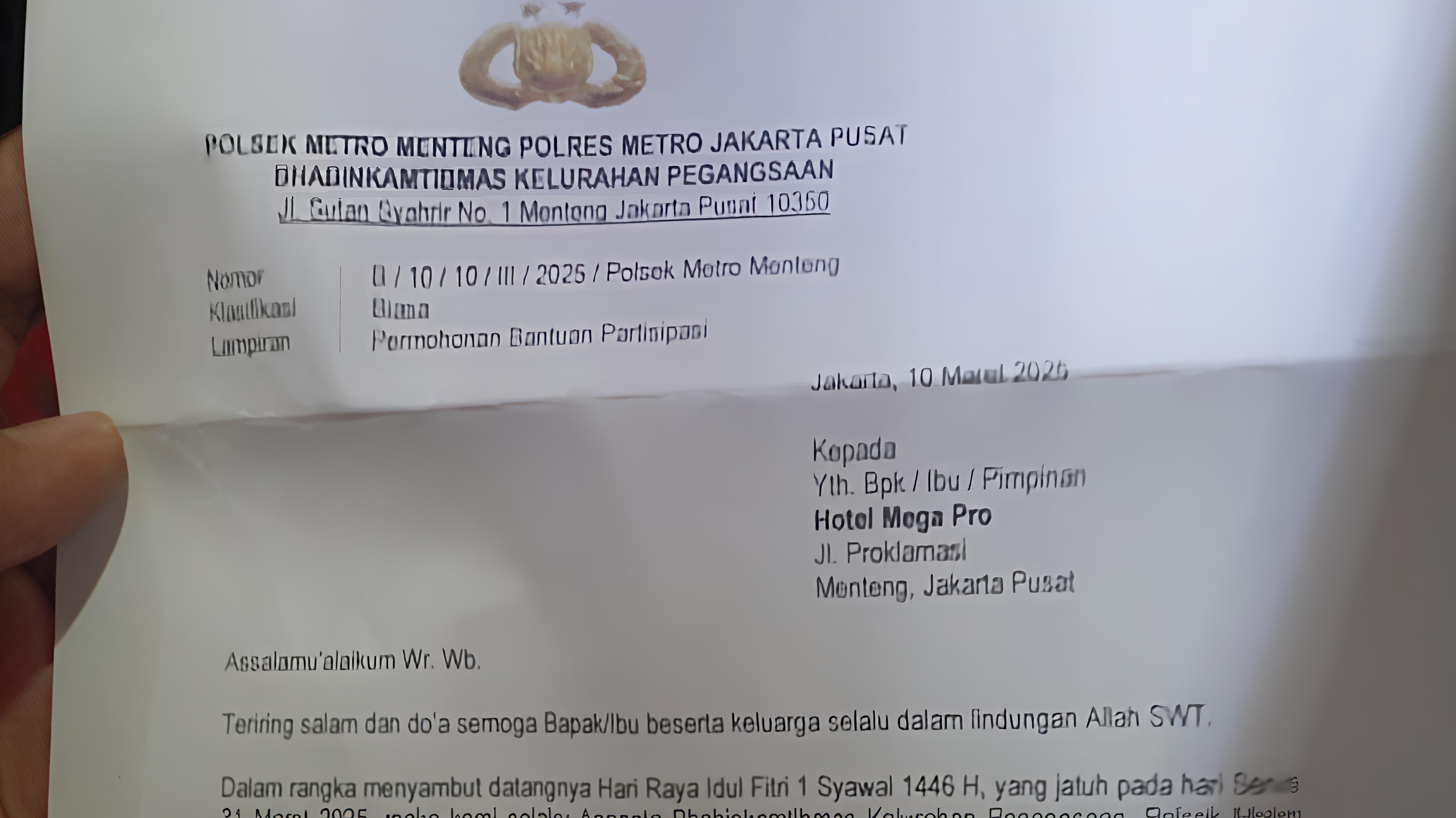 Viral Polisi Minta THR ke Hotel Pakai Surat Berkop Polsek Menteng, Dihukum Patsus!