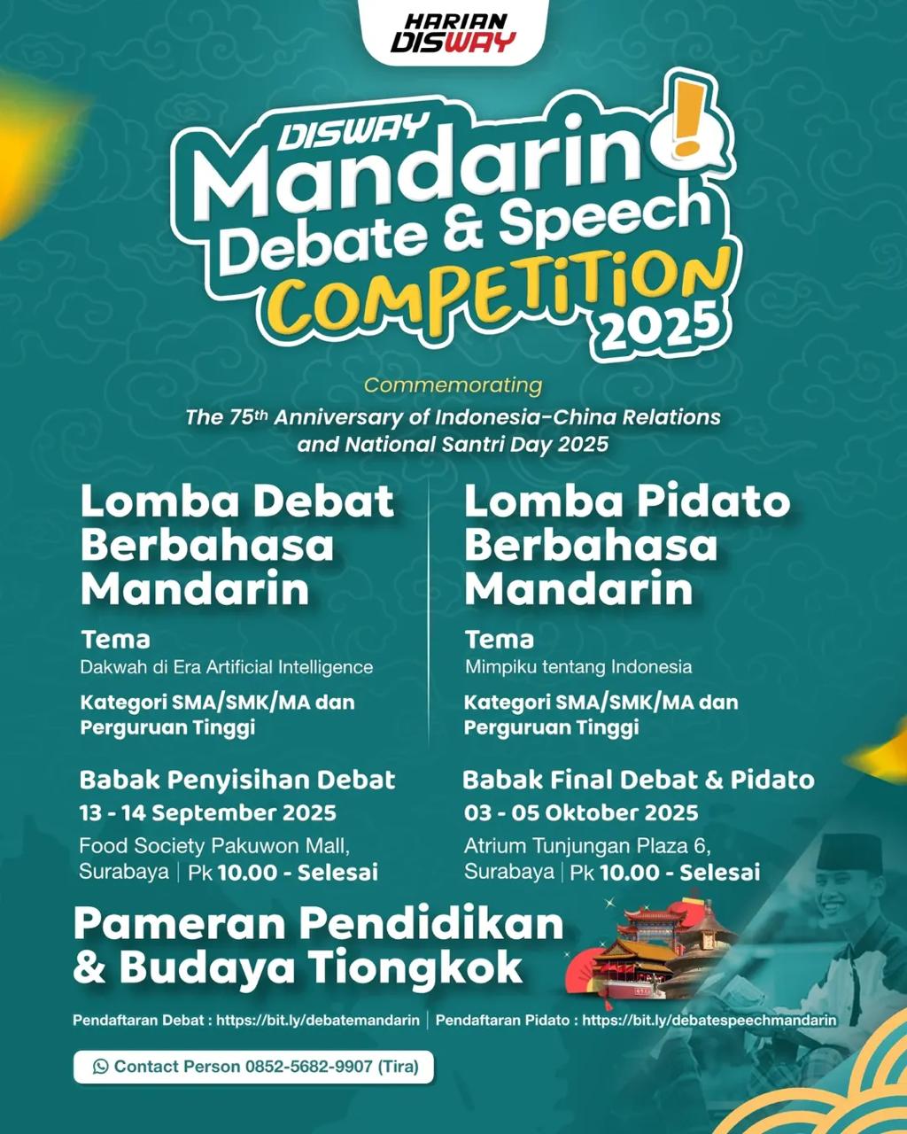Daftar Segera, Disway Mandarin Debate & Speech Competition 2025, Ajang Nasional bagi Siswa, Mahasiswa, dan Santri