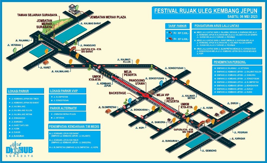 Pengalihan Arus Lalu Lintas dan Titik Parkir Festival Rujak Uleg 2023