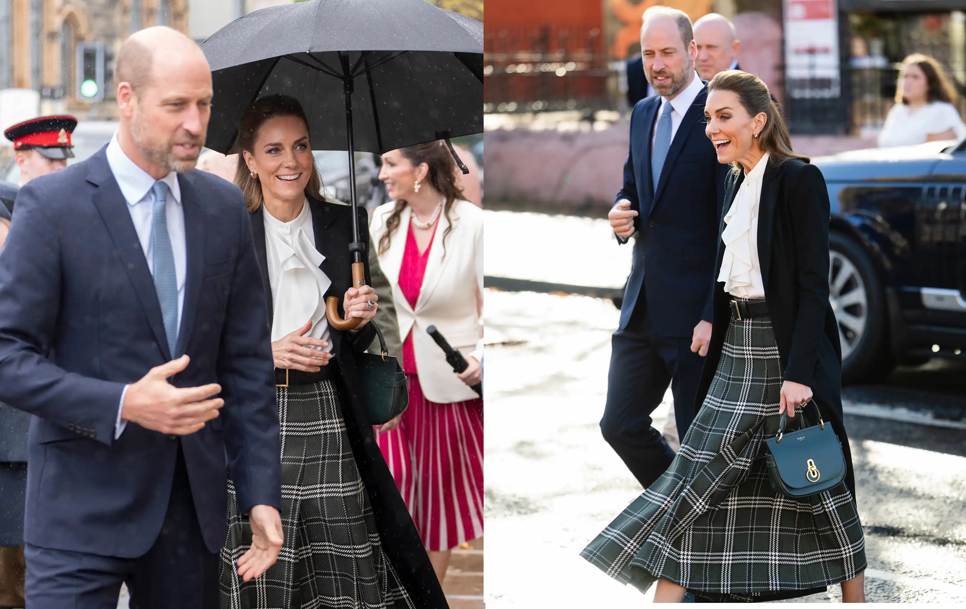 Kate Middleton Hujan-Hujanan Bareng Pangeran William, Rok Tartan Curi Perhatian