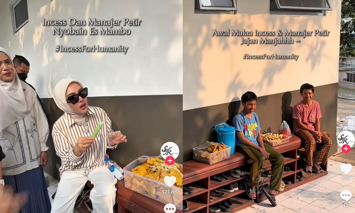 Momen Syahrini Borong Gorengan dan Cicipi Es Mambo saat Kunjungi Kegiatan Amal di SMA Parung