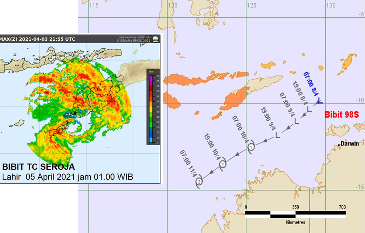 Bibit Siklon Tropis 98S : Bergerak Menjauhi Indonesia, Tidak Akan Separah Seroja 