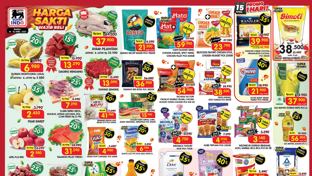 Promo Superindo Hari Ini Weekday 14-16 April 2025, Minyak Bimoli Rp38 Ribuan