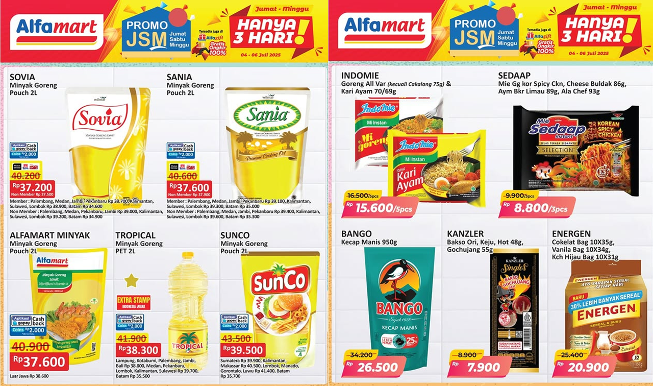 Promo JSM Alfamart Terbaru 4-6 Juli 2025, Borong Minyak Goreng-Mie Instan Mulai Rp8 Ribu