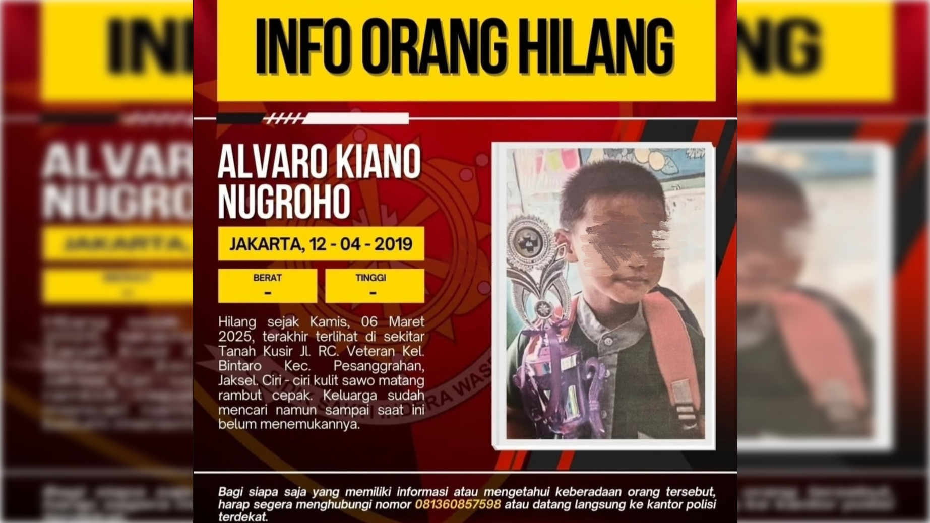 Alfaro Hilang di Pesanggrahan Sejak Maret 2025, AKP Seala: Kami Terus Cari, Libatkan Polres dan Polda