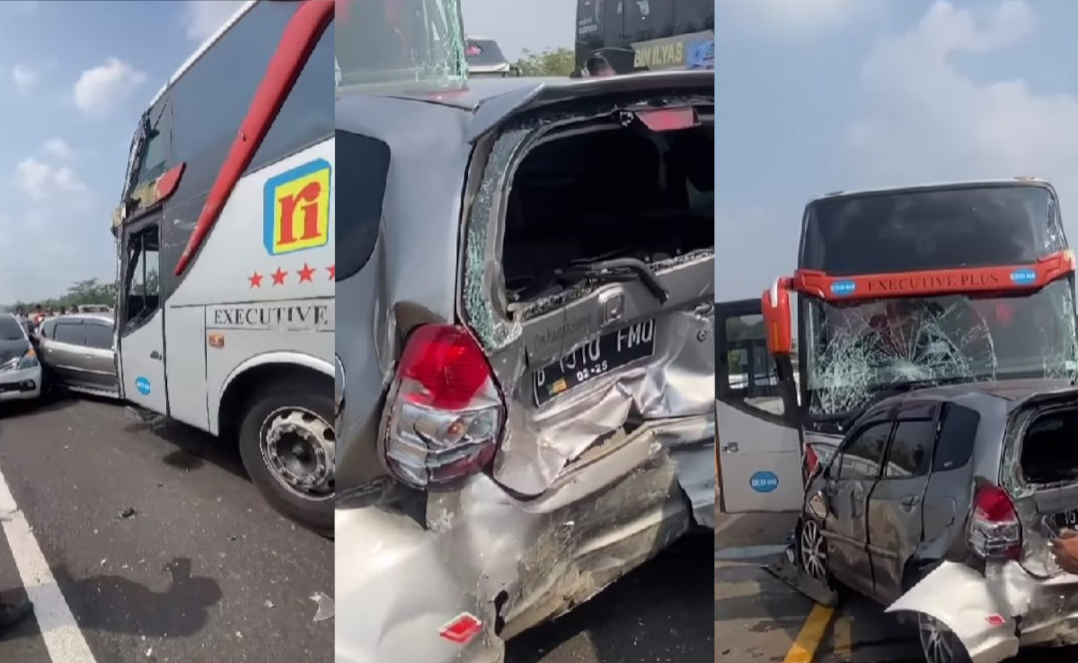 Bus PO Rosalia Indah Terlibat Kecelakaan Beruntun dengan 10 Mobil Kecil di KM 80 Tol Cipali