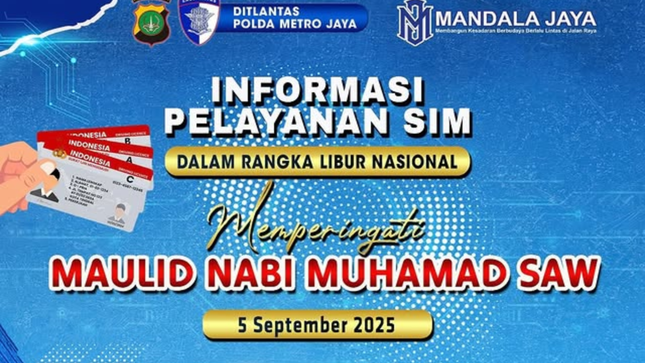 Pengumuman! Libur Maulid Nabi 2025, Pelayanan SIM Keliling di Jakarta dan Sekitarnya Ditiadakan 