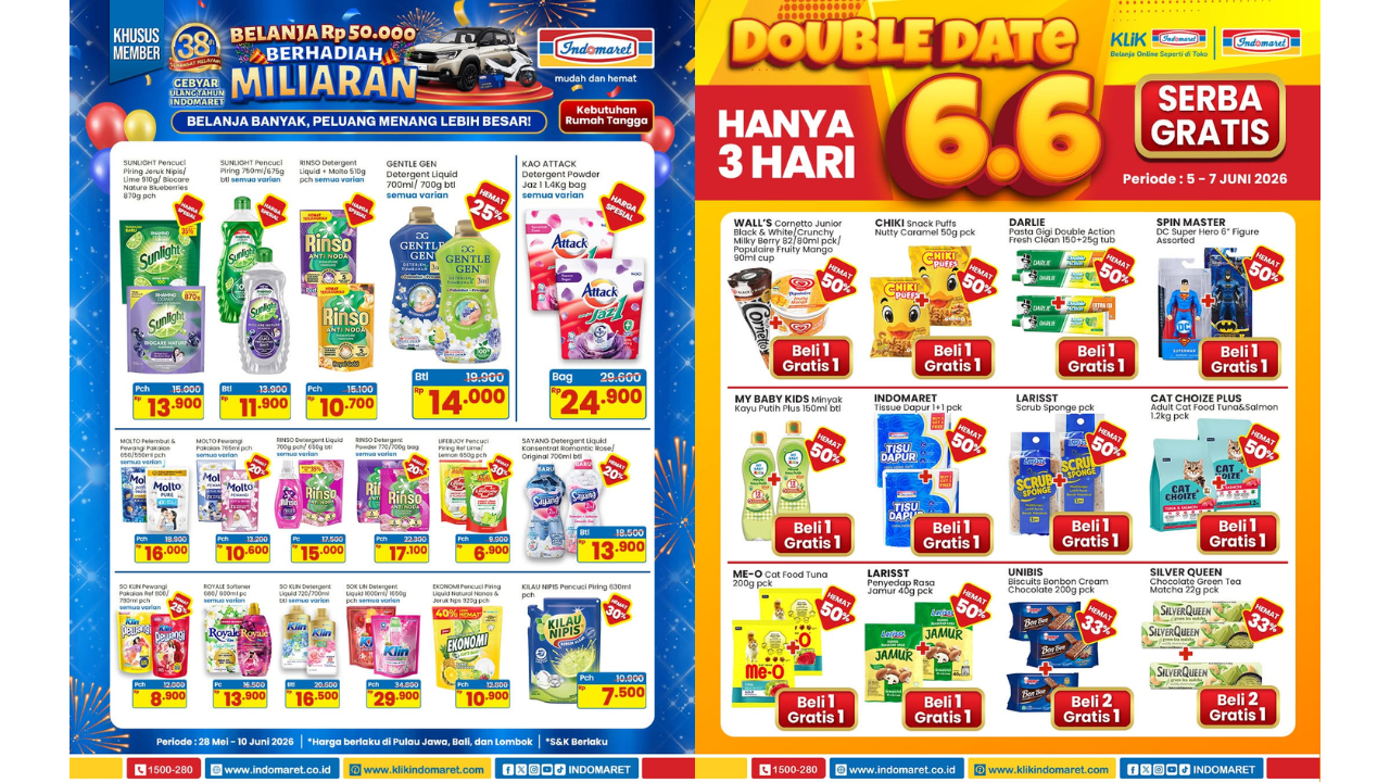 Promo JSM Indomaret Terbaru 5-7 Juni 2026, Ada Diskon Spesial 6.6 Cokelat Silver Queen Beli 2 Gratis 1