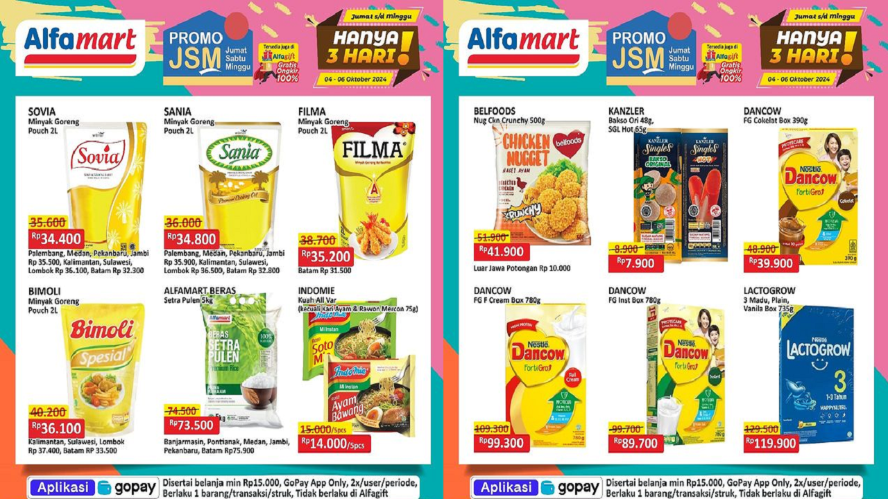 Katalog Promo JSM Alfamart 4-6 Oktober 2024, Diskon Minyak Goreng-Beras Mulai Rp34 Ribu