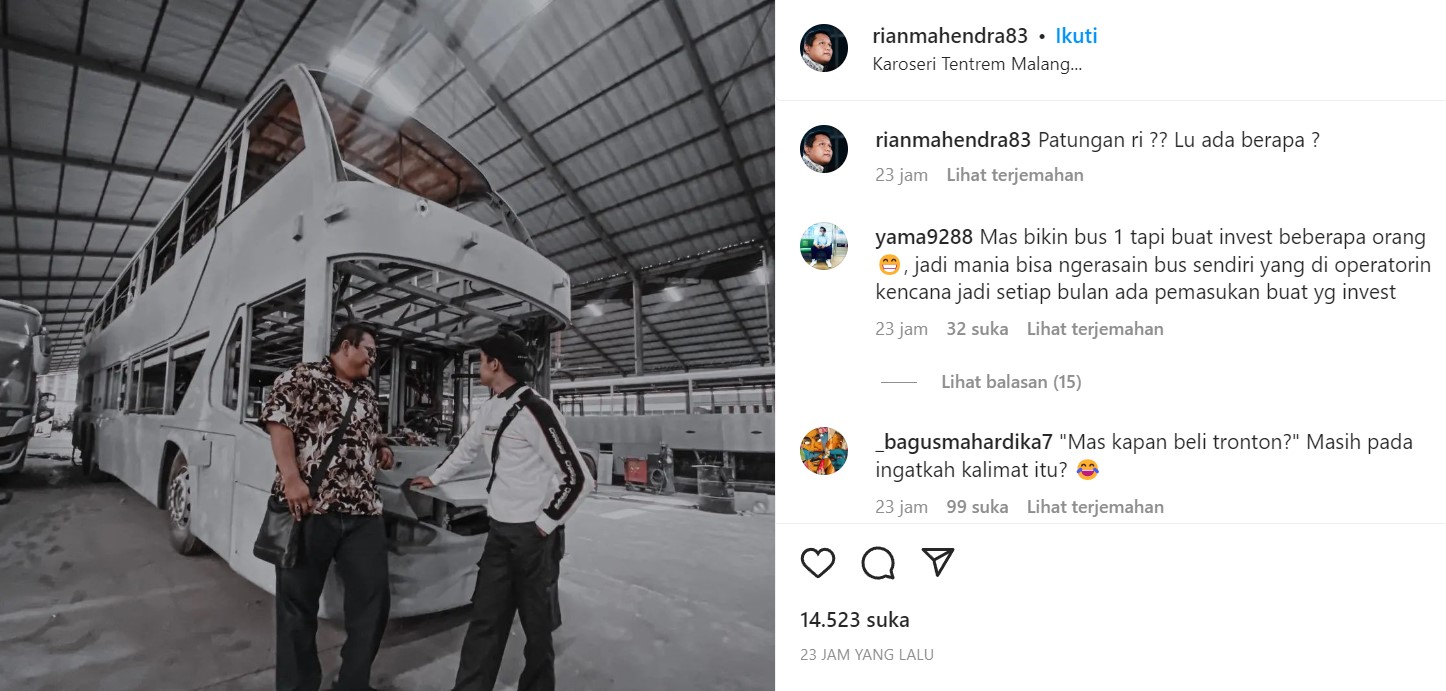 Rian Mahendra Lihat Bus Double Decker di Karoseri Tentrem, Buat Armada Baru PO Kencana?  