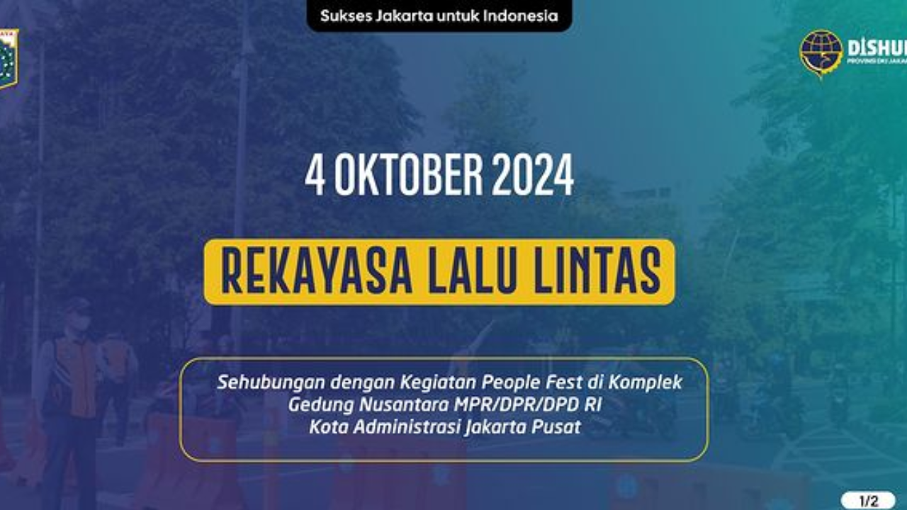 Ada Event People Fest 2024 di DPR, Dishub DKI Berlakukan Rekayasa Lalu Lintas 4 Oktober