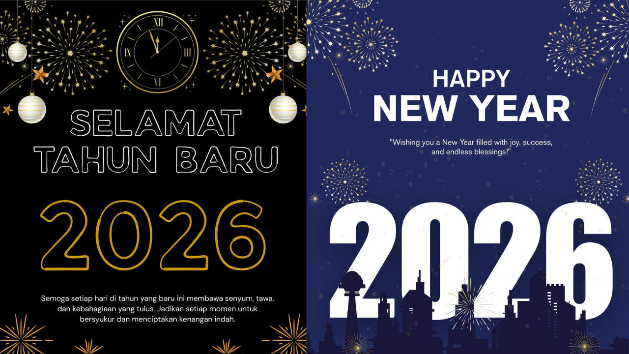 25 Kartu Ucapan Tahun Baru 2026 Gratis untuk Teman, Rekan Kerja, hingga Keluarga