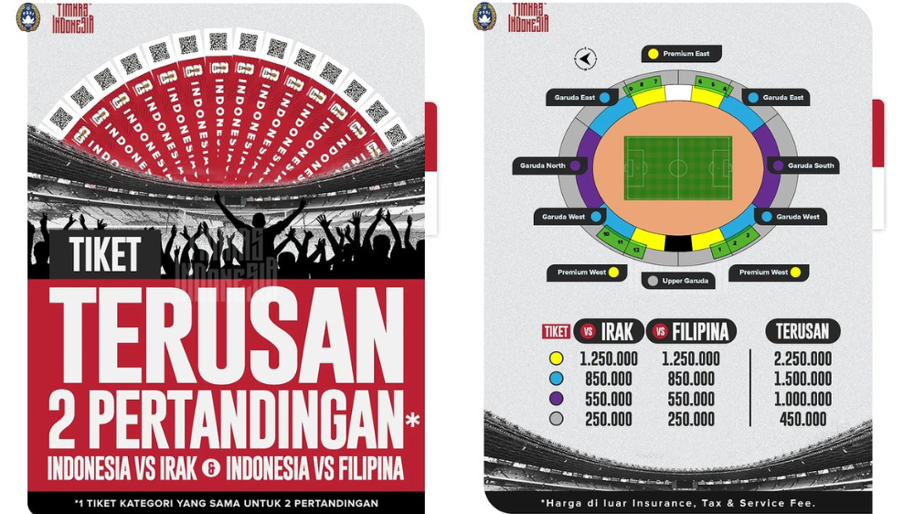 Harga Tiket Timnas Indonesia vs Irak dan Filipina di Kualifikasi Piala Dunia 2026, Termurah 250 Ribu