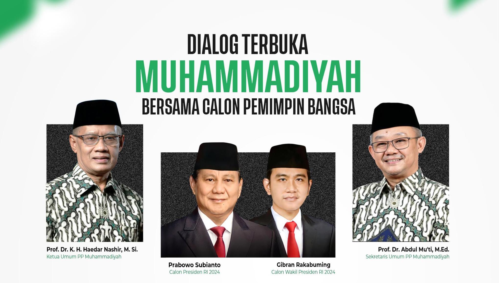 Muhammadiyah Siap Uji Publik Prabowo-Gibran, Berikut Daftar Lima Panelis dari Lima Bidang