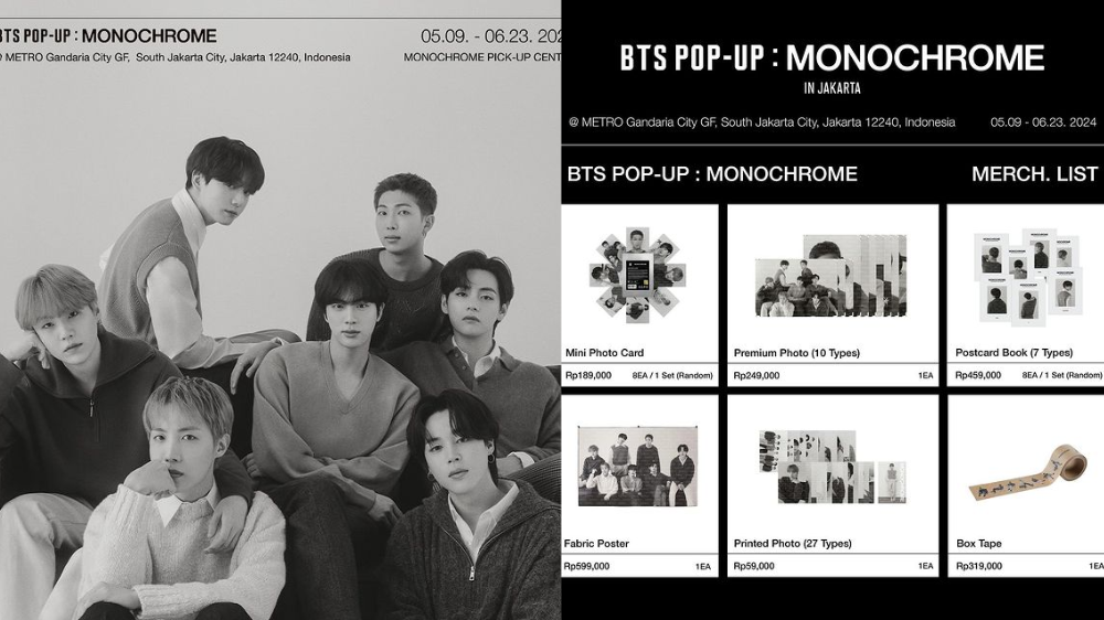 Promo BTS POP-UP: MONOCHROME di Jakarta, ARMY Bisa Dapat Postcard Gratis