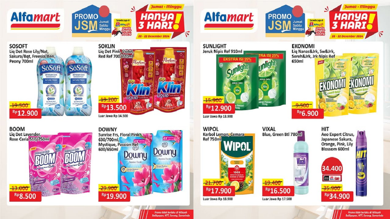 Promo JSM Alfamart Terbaru Hari Ini 21 Desember 2024, Detergen Cuma Rp8 Ribuan!