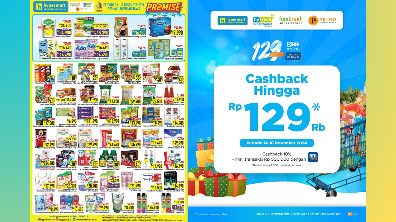 Katalog Promo Hypermart Edisi HUT BRI 16-20 Desember 2024, Ada Cashback Hingga 10 Persen!