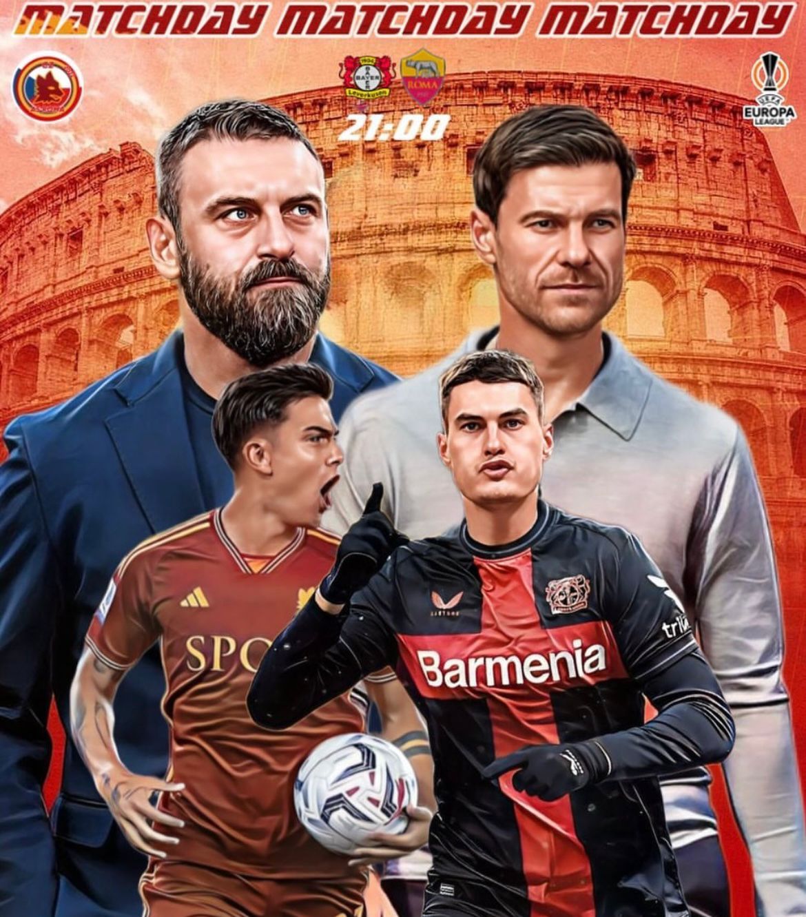 Link Live Streaming Bayer Leverkusen vs AS Roma: Serigala Roma Butuh Dewi Fortuna!