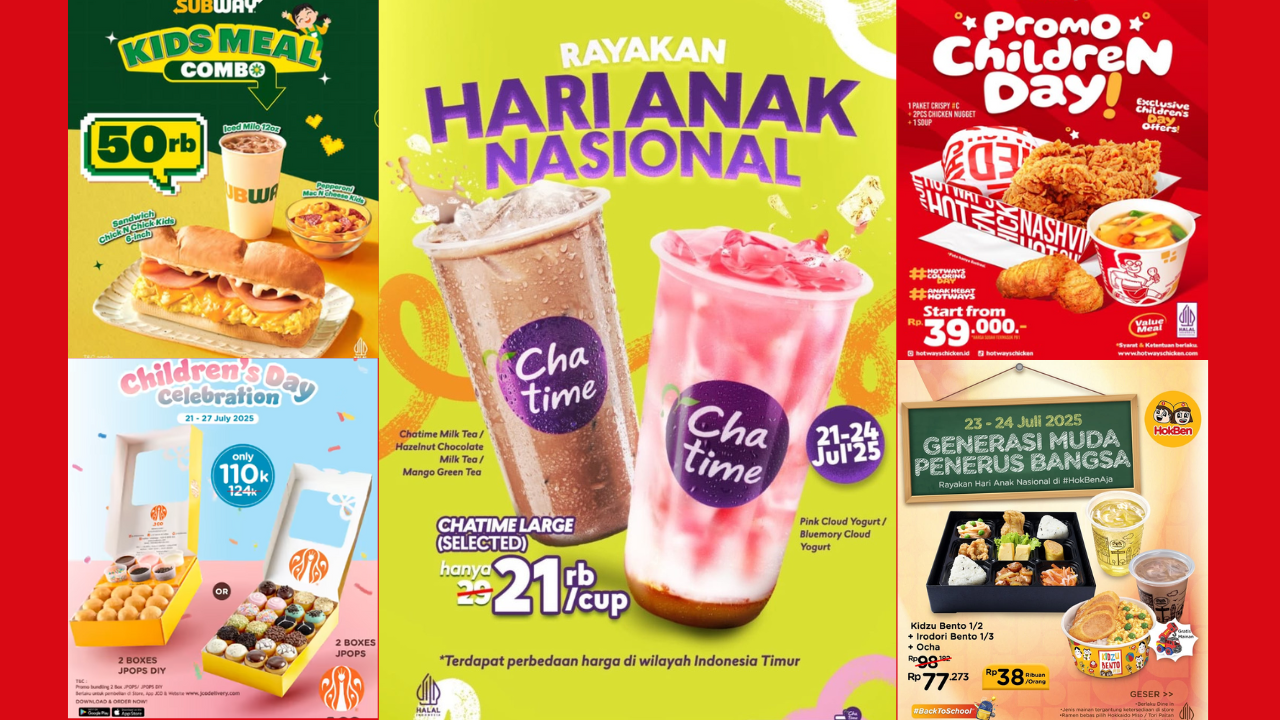 5 Promo Makanan dan Minuman Spesial Hari Anak Nasional 2025, Cocok Buat Quality Time Bareng Anak!