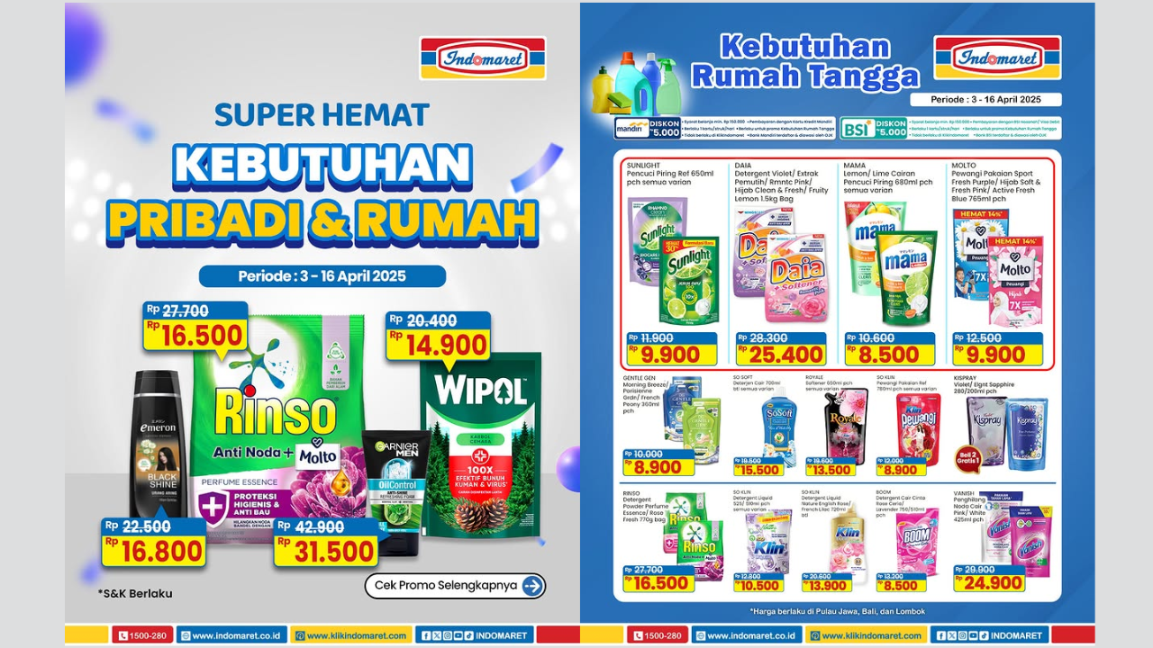 Katalog Promo JSM Indomaret Terbaru 4-6 April 2025, Detergent Pencuci Baju Mulai Rp9.000