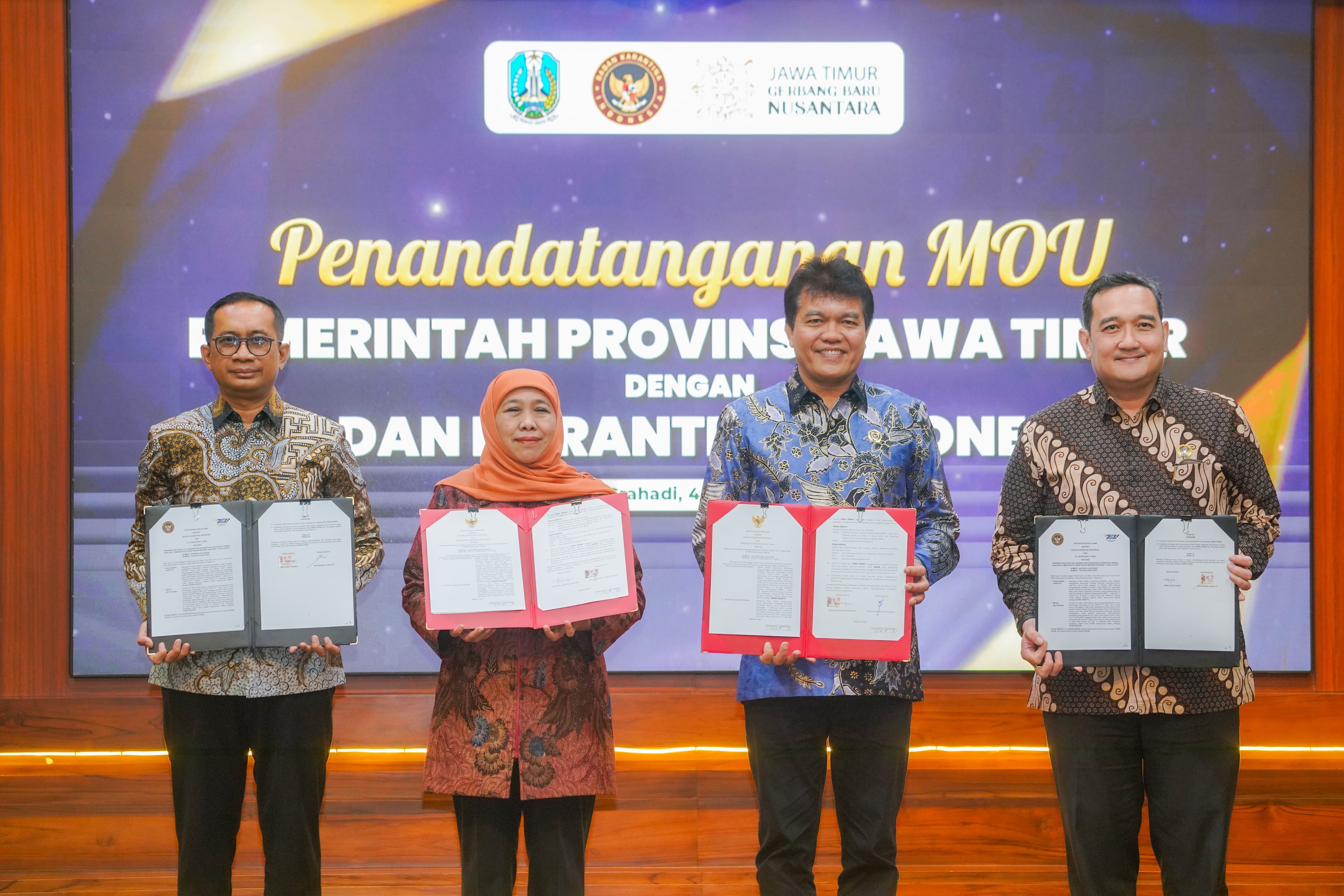 Bersama Baratin, Khofifah Teken MoU Pendirian Instalasi Karantina Terpadu Pertama di Indonesia