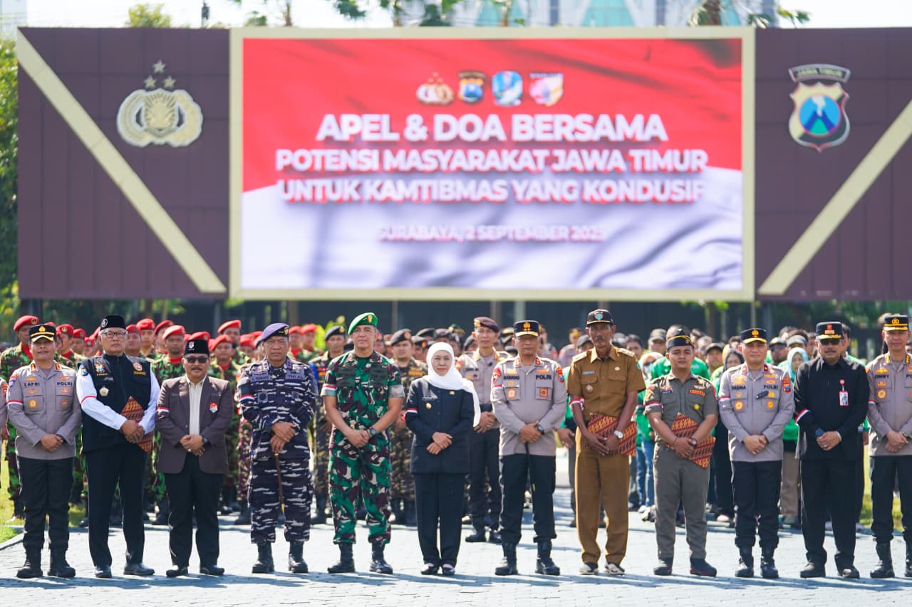 Khofifah Pimpin Apel dan Doa Bersama 1.500 Personel untuk Keamanan Jatim, Komitmen Jaga Stabilitas Daerah