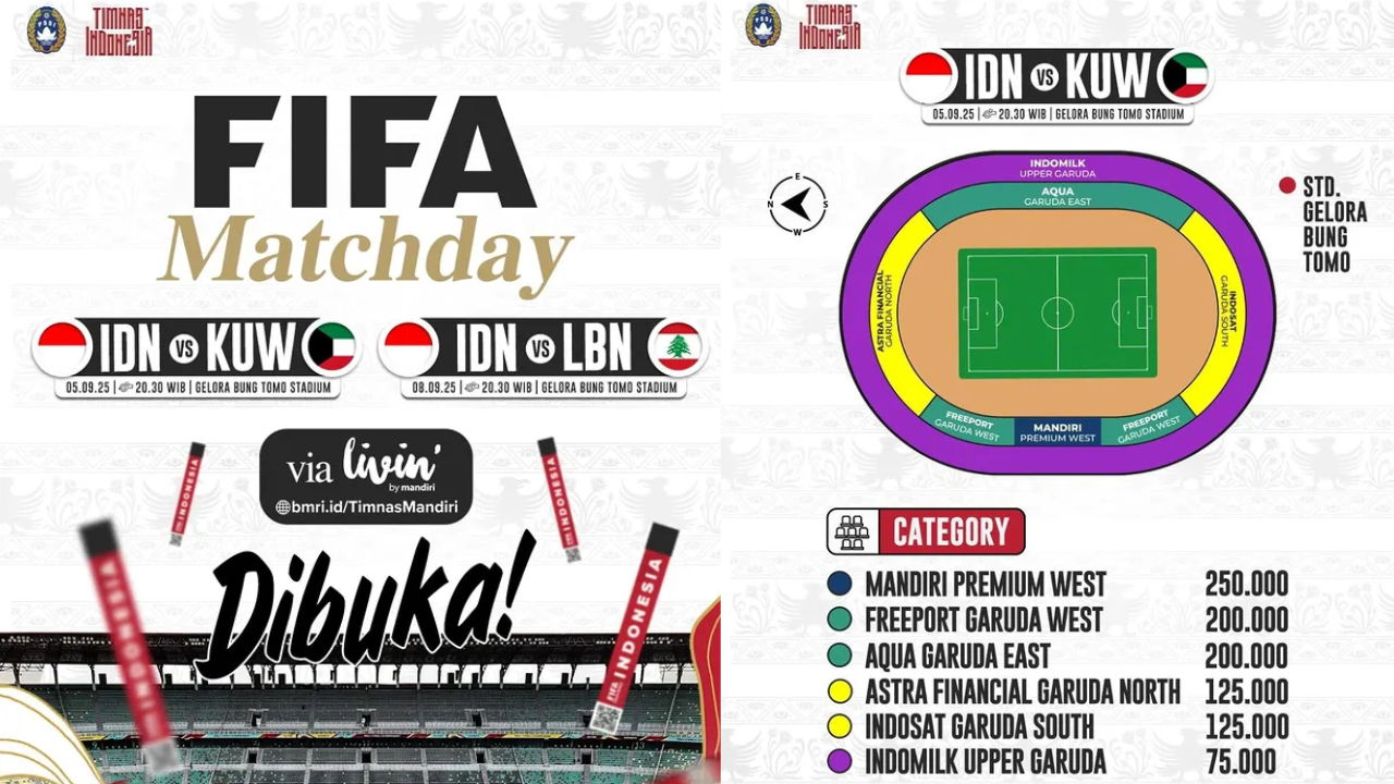 Link dan Cara Beli Tiket Timnas Indonesia vs Kuwait dan Lebanon, Dijual Mulai Rp75 Ribu