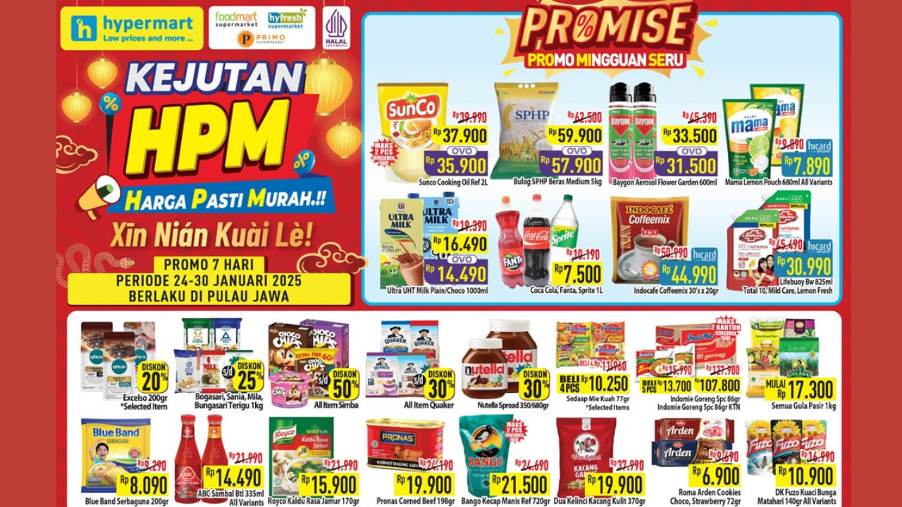 Xin Nian Kuai Le! Hypermart Bagikan Promo Mingguan Spesial Imlek 24-30 Januari 2025, Coca Cola hingga Fanta 1L Cuma Rp7.000