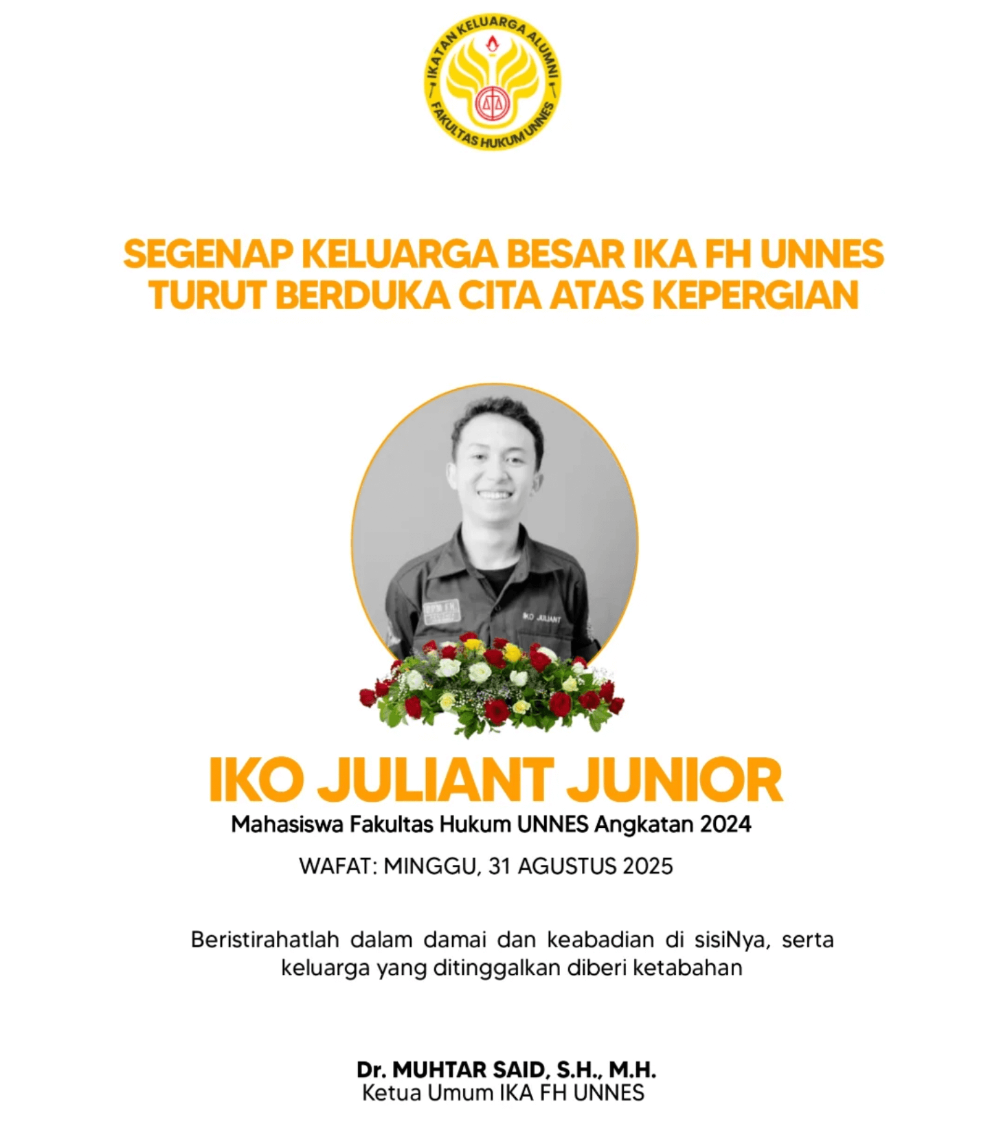 Mahasiswa Unnes Meninggal setelah Kritis, Sempat Mengigau Minta Tak Dipukuli