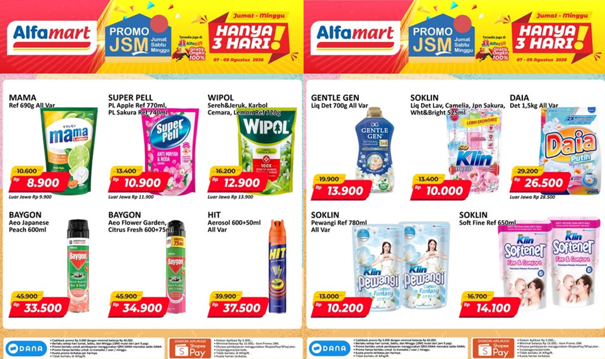 Promo JSM Alfamart Terbari Hari Ini 9 Agustus 2026, Sabun Mama Lemon Diskon Rp8 Ribuan!