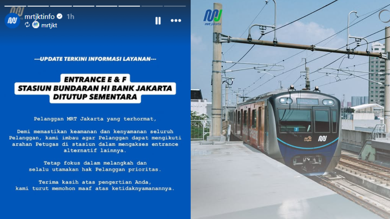 Imbas Demo Buruh 28 Agustus, MRT Jakarta Tutup Sementara Stasiun Bundaran HI
