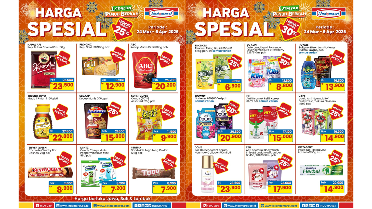 Promo Indomaret Terbaru Hari ini 28 Maret 2026, Ada Diskon Detergent Pencuci Baju Cuma Rp8 Ribuan